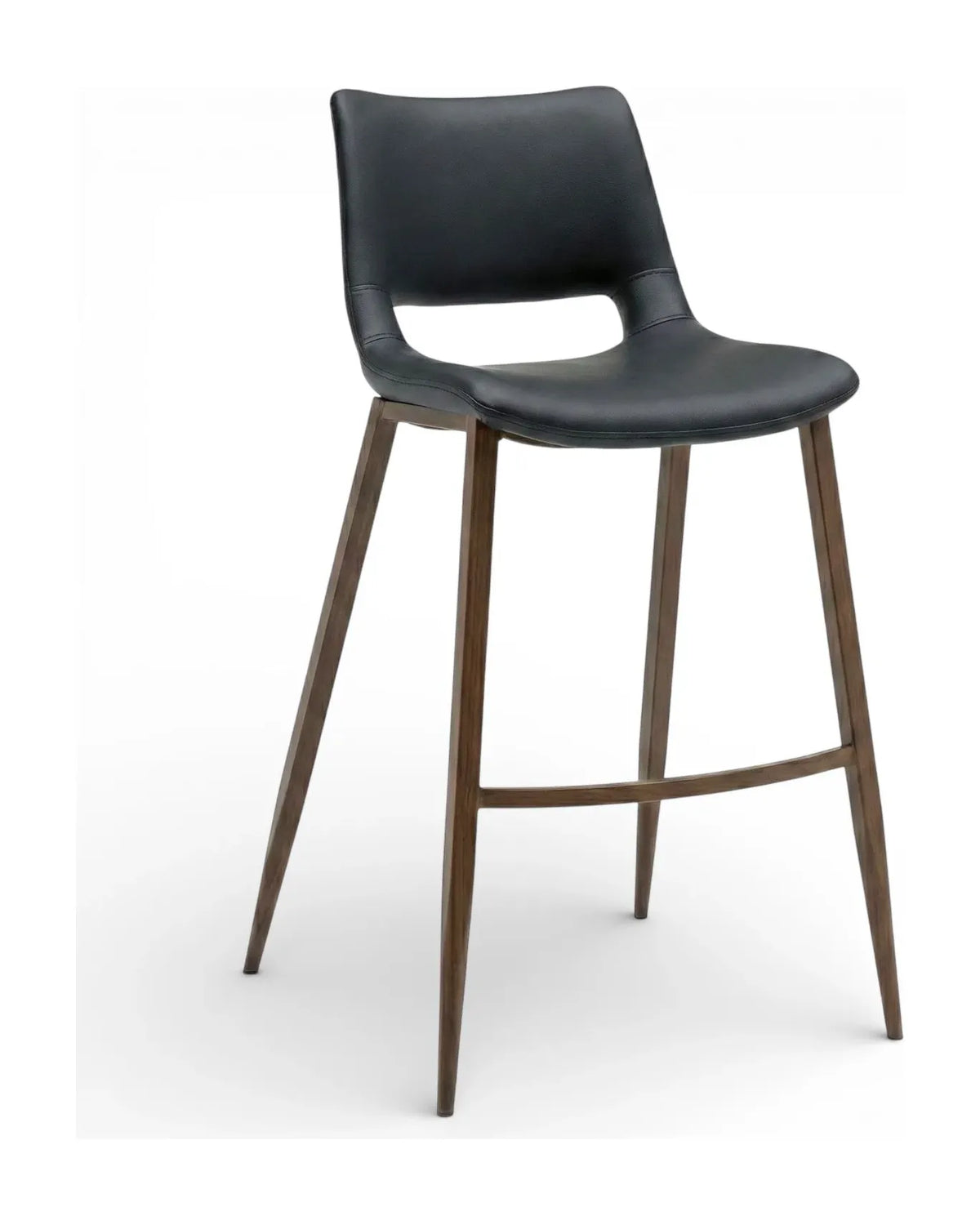 Banco Sheldon PU negro pata metal madera