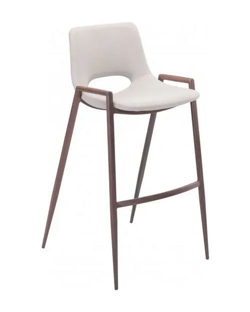 Banco Sheldon PU beige pata metal madera