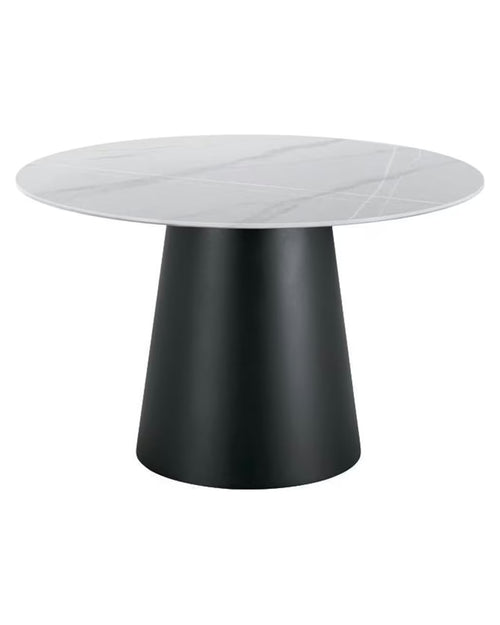 Mesa de comedor circular Garona stone blanca