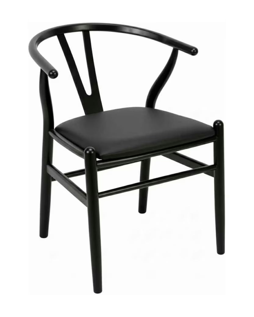 Silla Allende PU negro patas madera