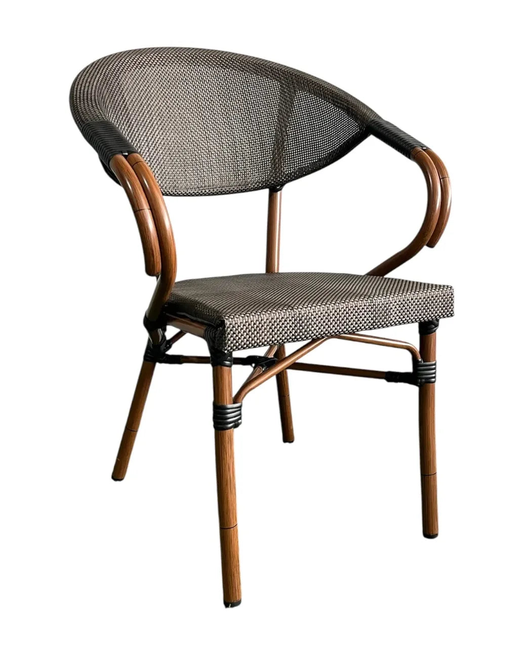 Silla de exterior Strada gris Oxford patas metal madera