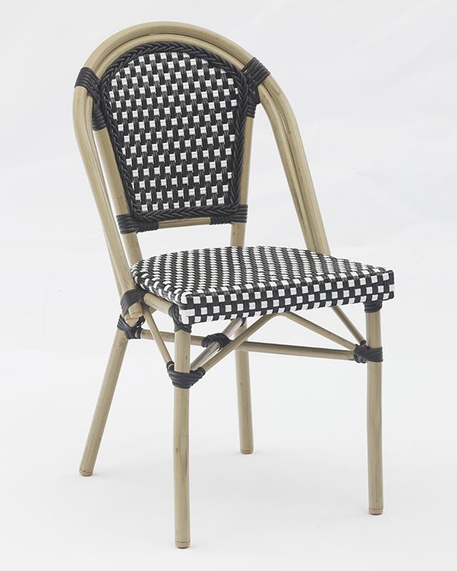 Silla de exterior Paris black and white pata metal madera